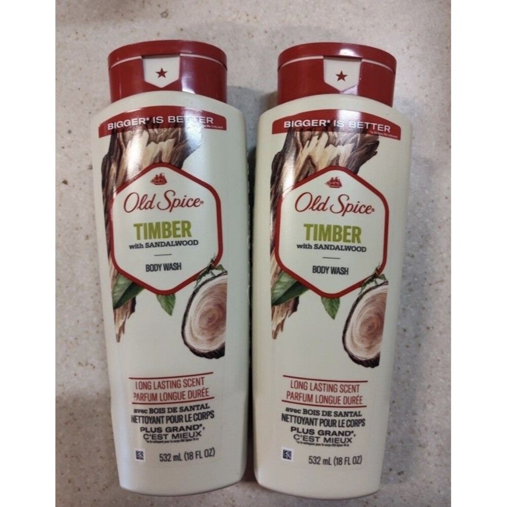 (2 Pack) Old Spice - TIMBER - Sandalwood Scent BODY WASH - 18 oz
